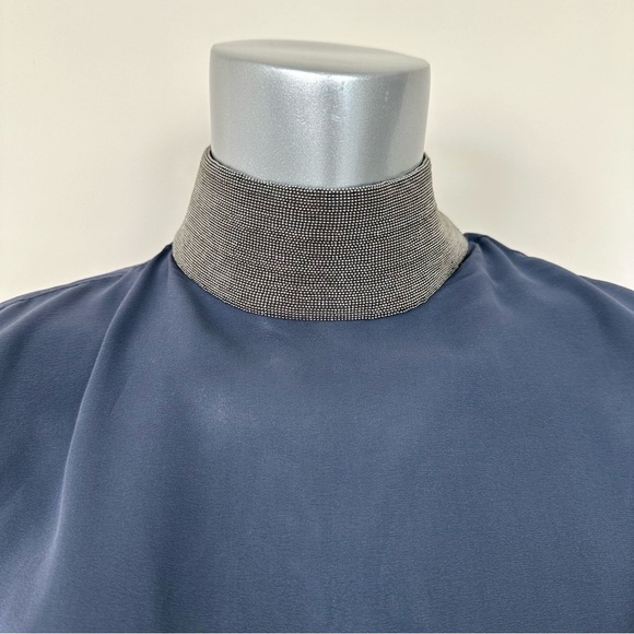 Brunello Cucinelli women silk blouse chain collar size S Retail 1440$ Authentic - Picture 2 of 10
